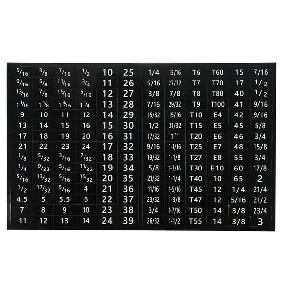 Uxcell Tool Box Labels, Toolbox Decals for Wrench Socket Size Stickers for Organization Black Pack of 2(180 Stickers/ Sheet)