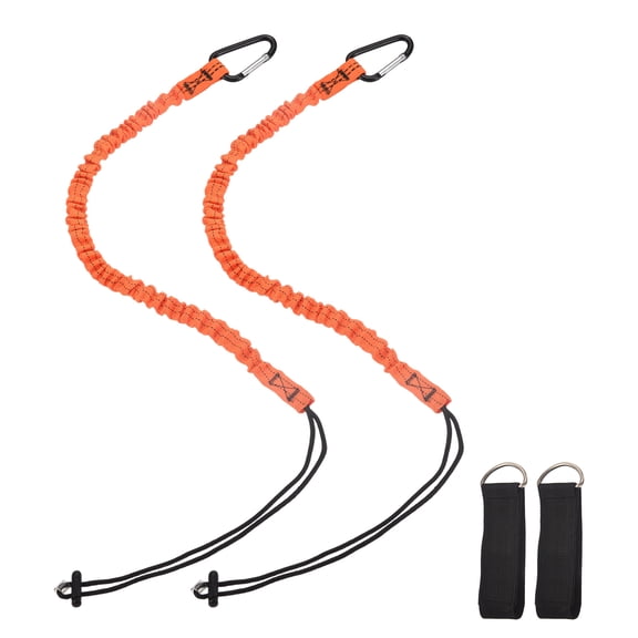 Uxcell Tool Lanyard, (Orange,2Pcs), Retractable Tool Lanyard Fall Protection Safety Tether Leash Max Weight Limit 10kg/22lb with Lock Loop and Hook Fastening Tape for Construction Roofing