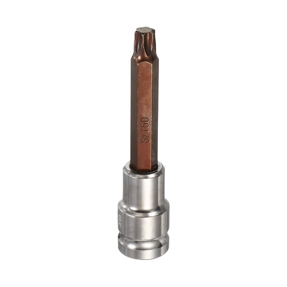 Uxcell Torx Bit Socket 1/2" Drive T50 S2 Steel 6 Point Head Long Screwdriver Drill Bits CR-V Steel Socket Adapter for Home Auto Axle Hex Nuts Bolts Repair