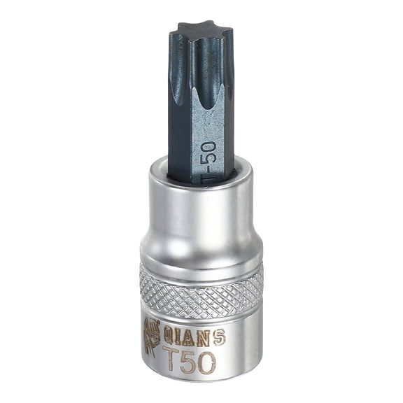 Uxcell Torx Bit Socket 3/8" Drive T50 S2 Steel Star Head Screwdriver Drill Bits CR-V Steel Socket Adapter for Home Auto Axle Hex Nuts Bolts Repair