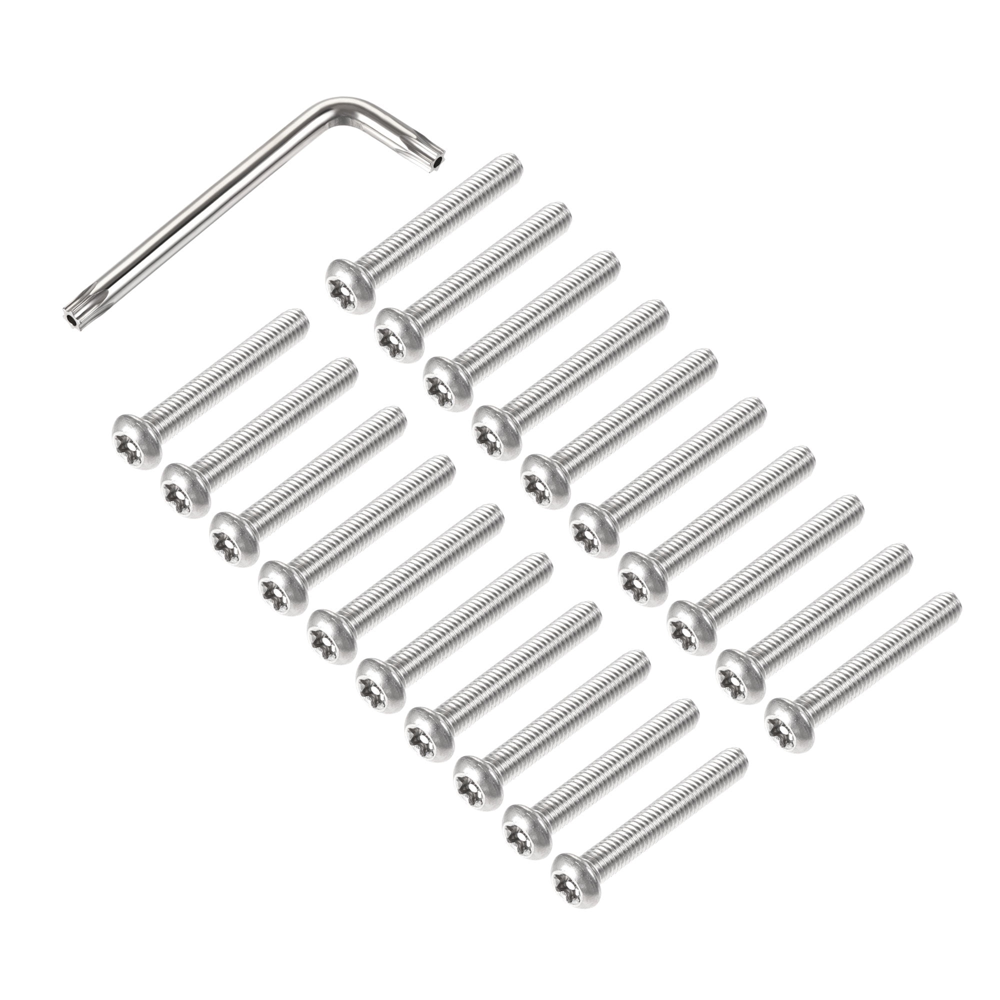 Uxcell Torx Security Machine Screw Polishing M6x40mm with T30 Wrench 20Pack