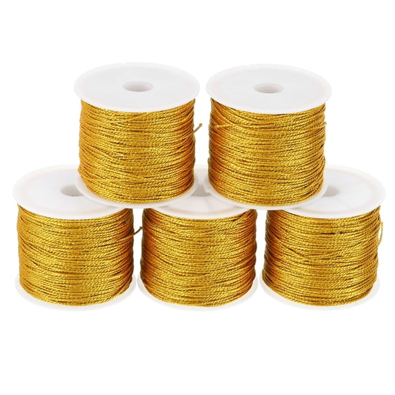 Uxcell Total 110yard Metallic Cord, 5Rolls 0.8mm Dia Ornament String Thread,Gold