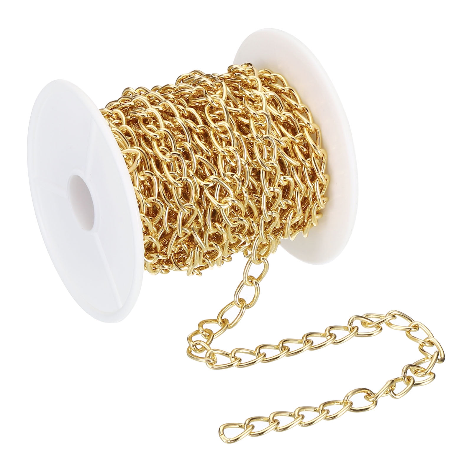 Uxcell Total 16 Feet Curb Chain, Twisted Cuban Link Chain with Spool 9 ...