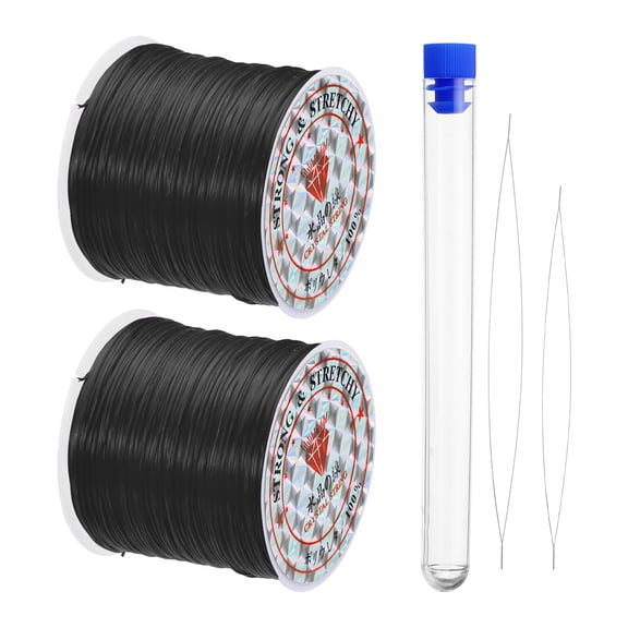 Uxcell Total 302Ft 0.7mm Stretchy Bracelet String Set, 2 Rolls Craft Cord, Black