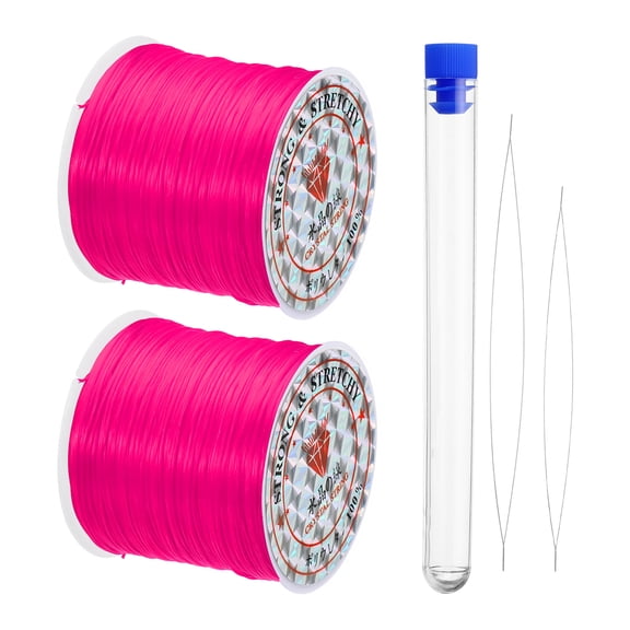 Uxcell Total 302Ft 0.7mm Stretchy Bracelet String Set, 2 Rolls Craft Cord, Rose Red