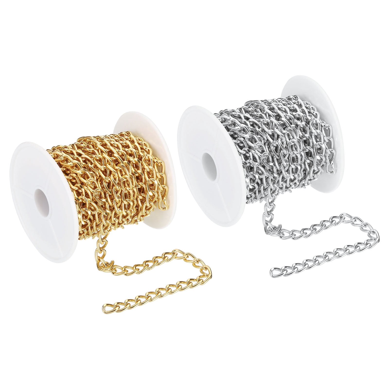 Uxcell Total 33 Feet Curb Chain, Twisted Cuban Link Chain with Spool 9 ...