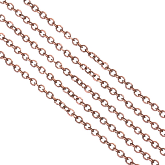Uxcell Total 33 Feet Unfinished Cable Chain Round Link Chain Twisted 2mm for Jewelry Making, Copper