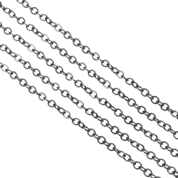 Uxcell Total 33 Feet Unfinished Cable Chain Round Link Chain Twisted 3.5mm for Jewelry Making, Black