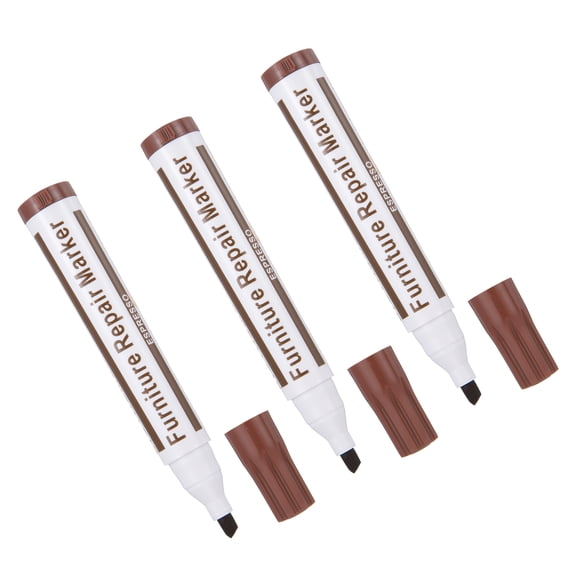Uxcell Touch Up Markers, 3 Pcs Wooden Furniture Floor Scratch Repair Markers Furniture Paint Pen for Touch Up and Cover Up, Floors, Tables, Desks, Chairs, Carpenters, Scratches, ESPRESSO