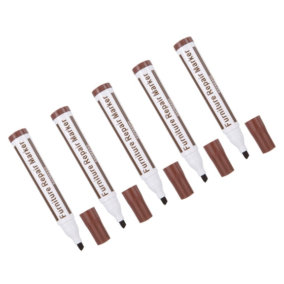 Uxcell Touch Up Markers, 5 Pcs Wooden Furniture Floor Scratch Repair Markers Furniture Paint Pen for Touch Up and Cover Up, Floors, Tables, Desks, Chairs, Carpenters, Scratches, ESPRESSO