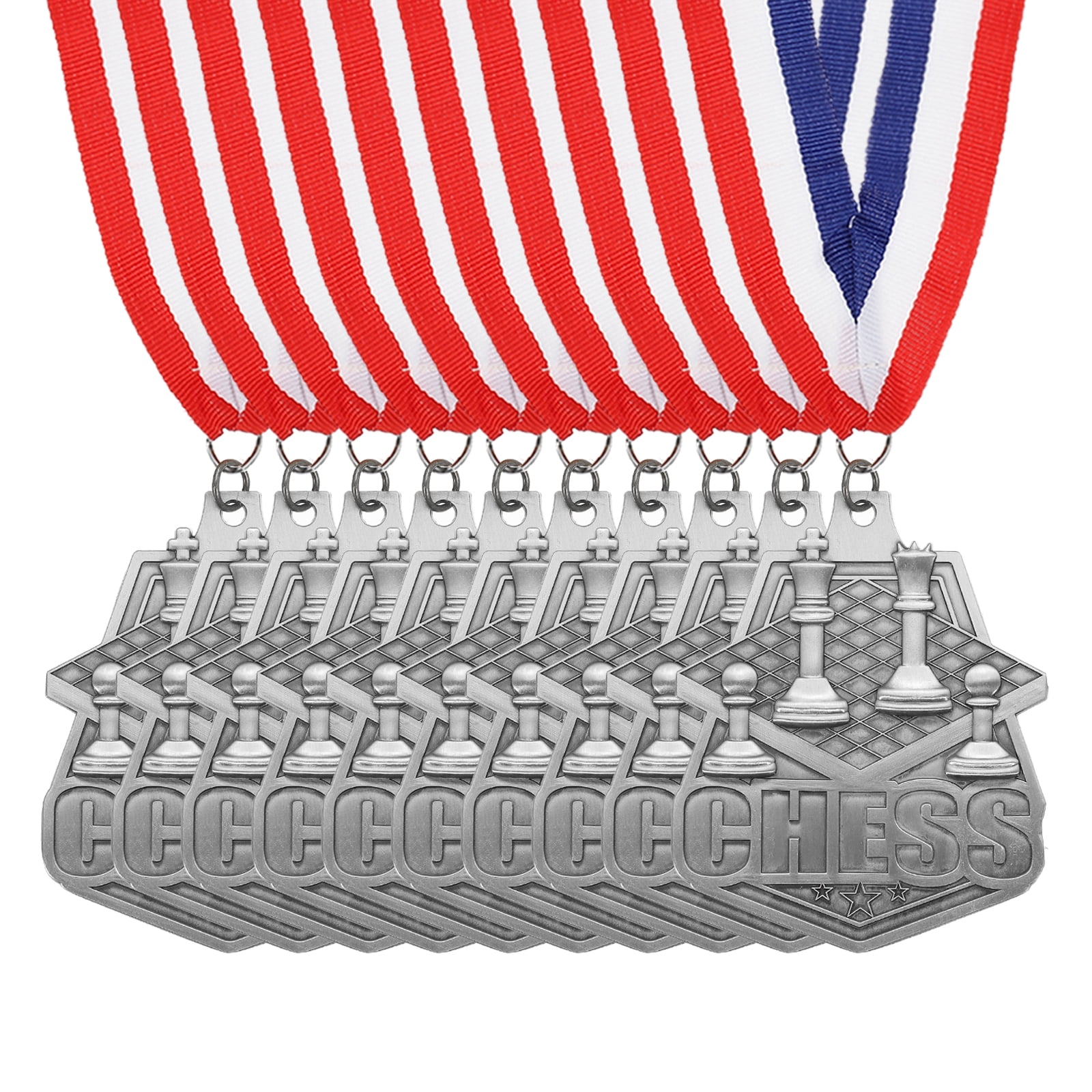 Uxcell Tournament Table Award Medals with Ribbons, Winner Medals Prizes for Competitions Sports Party Silver