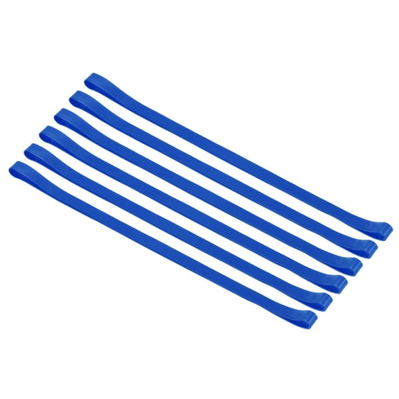 Uxcell Towel Bands, 6 Pack 11.81x0.4 Inch Silicone Stretchable Towel Chair Clips Straps, Blue