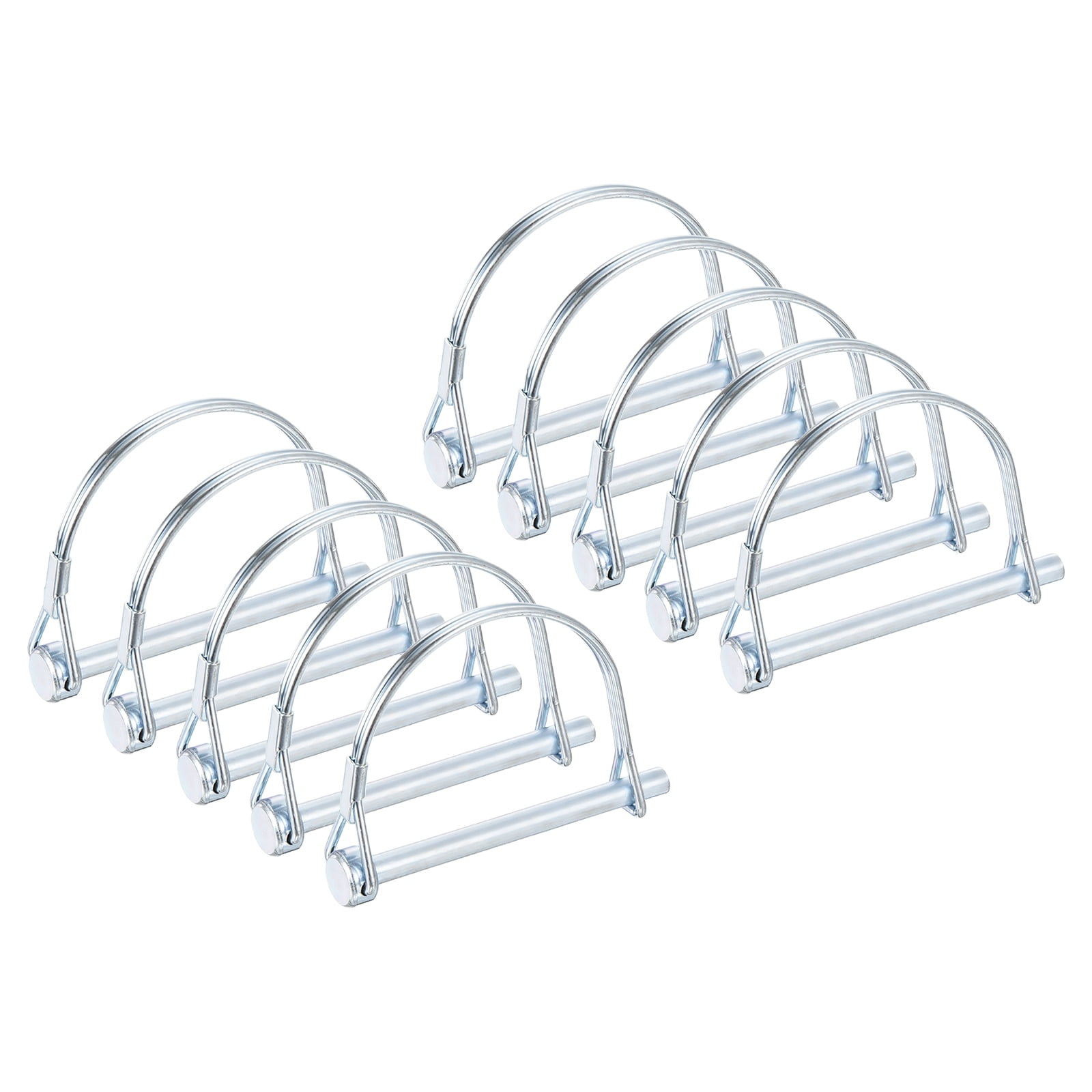 Uxcell Trailer Coupler Pin 1/4"x2-3/4", 10 Pcs Wire Lock Safety Shaft Locking Round Pto Pins for Farm Trailers Lawn Hitches Garden Tractor Kayak Boat, Silver (6x70mm)