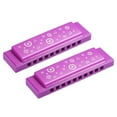 thumbnail image 1 of Uxcell Translucent Harmonica Assorted Colors 10 Holes Purple ABS Harp Mouth 2Pack, 1 of 6