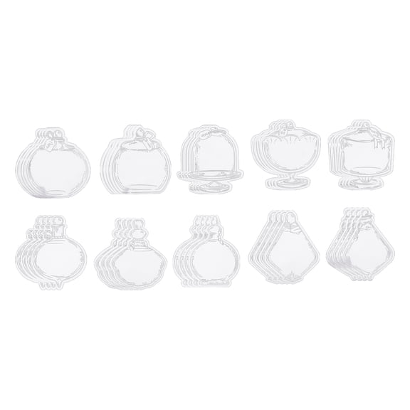 Uxcell Transparent Dried Flower Bookmarks Clear Pressed Flower Bookmark Magic Bottle Dessert Cup DIY Sticker 40 Pack