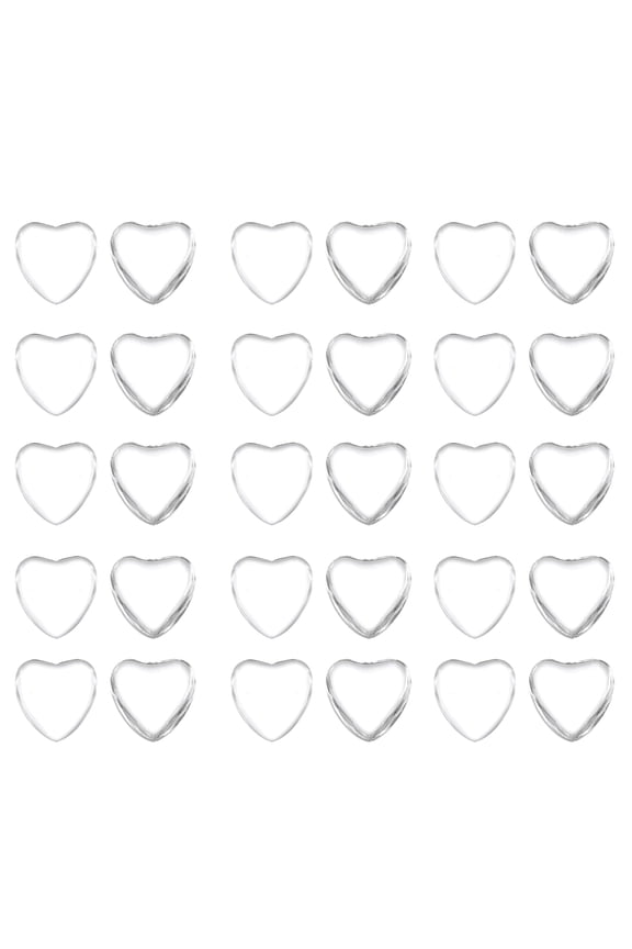 Transparent Glass Cabochons, 100Pcs 18x18mm Heart Shaped Glass Dome Tiles for Photo Pendant Jewelry Making, Clear