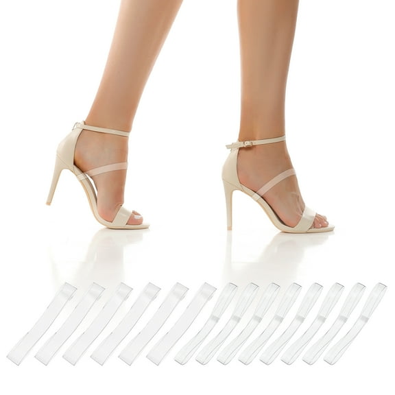 Uxcell Transparent Heels Shoe Straps, 7 Pairs 10/15mm Resin TPU Invisible High Heel Shoe Lace Anti Loose Shoelace Ankle Straps Heel Straps for High Heels Holding Loose Shoes, Clear