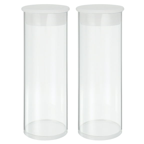 Uxcell Transparent Plastic Storage Tubes, 1 9/16" x 4" with Black Lid, 2 Set