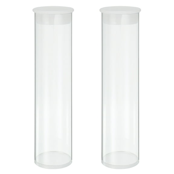Uxcell Transparent Plastic Storage Tubes, 1 9/16" x 6" with Black Lid, 2 Set