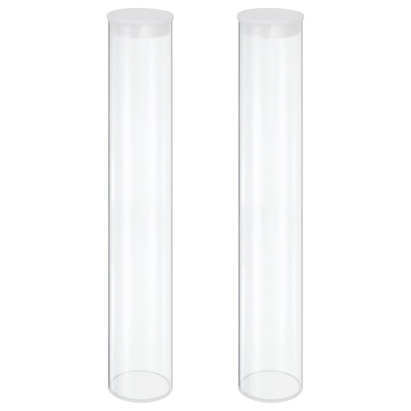 Uxcell Transparent Plastic Storage Tubes, 2 1/2" x 14" with Black Lid, 2 Set