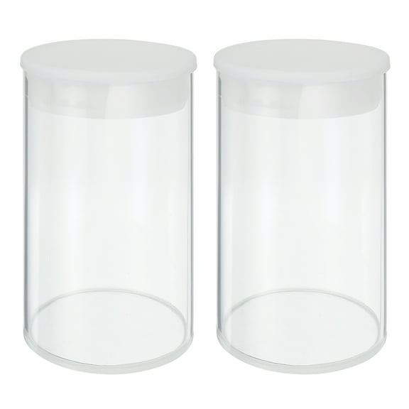 Uxcell Transparent Plastic Storage Tubes, 2 1/2" x 4" with Black Lid, 2 Set