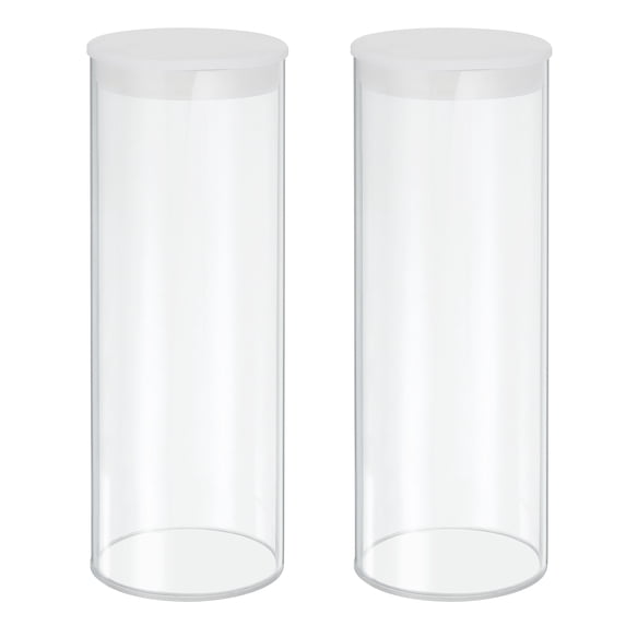 Uxcell Transparent Plastic Storage Tubes, 2 15/16" x 8" with Black Lid, 2 Set