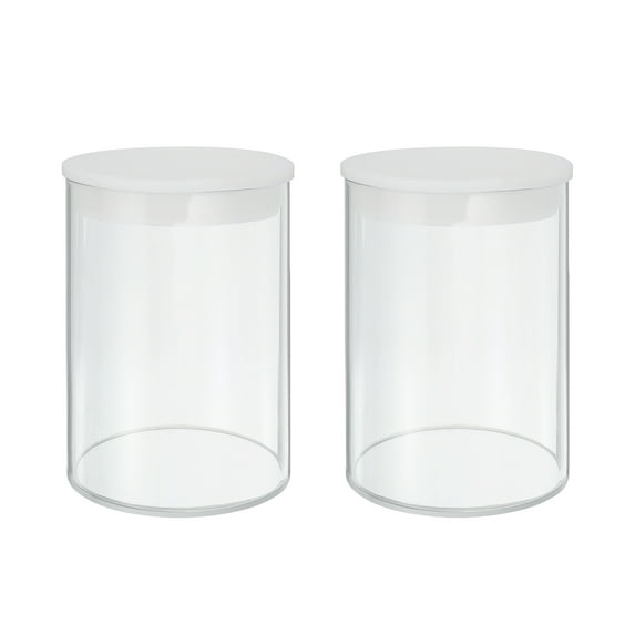 Uxcell Transparent Plastic Storage Tubes, 2 3/4" x 4" with Black Lid, 2 Set