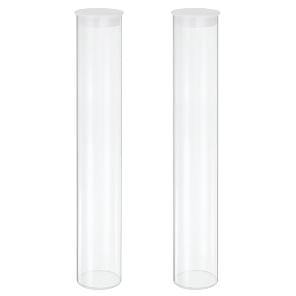 Uxcell Transparent Plastic Storage Tubes, 2" x 12" with Black Lid, 2 Set