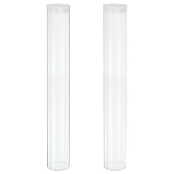 Uxcell Transparent Plastic Storage Tubes, 2" x 14" with Black Lid, 2 Set
