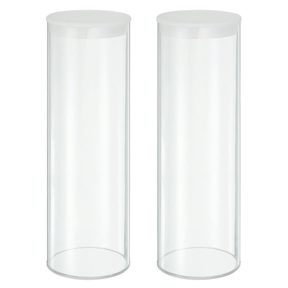 Uxcell Transparent Plastic Storage Tubes, 3 1/8" x 10" with Black Lid, 2 Set