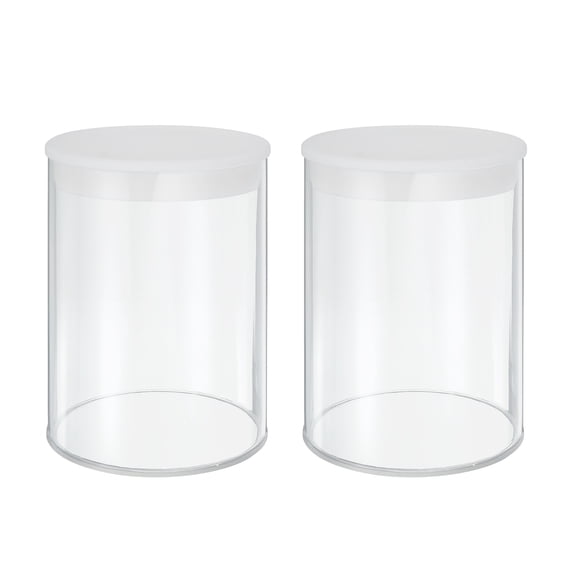 Uxcell Transparent Plastic Storage Tubes, 3 1/8" x 4" with Black Lid, 2 Set