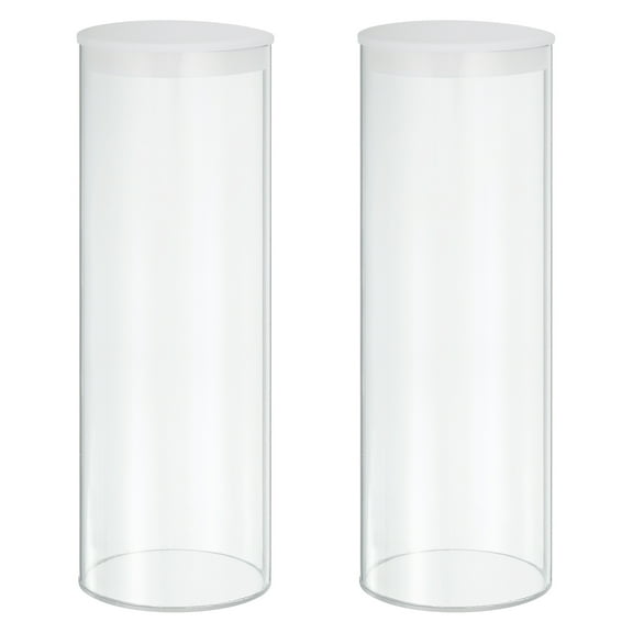 Uxcell Transparent Plastic Storage Tubes, 3 9/16" x 10" with Black Lid, 2 Set