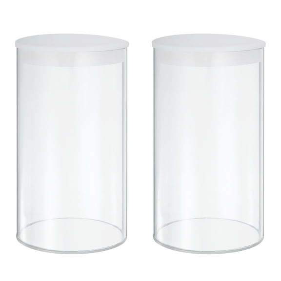 Uxcell Transparent Plastic Storage Tubes, 3 9/16" x 6" with Black Lid, 2 Set