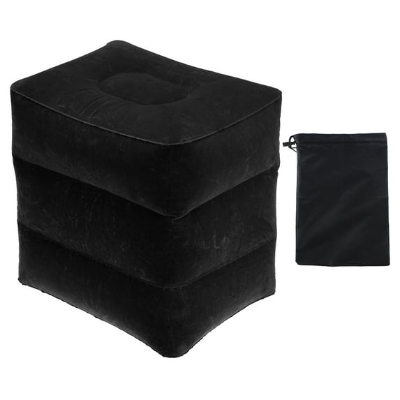 Uxcell Travel Foot Rest Pillow, Inflatable Foot Rest Mat Adjustable 3 Layers Height, Black