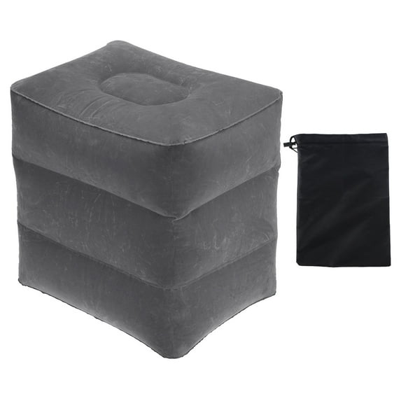 Uxcell Travel Foot Rest Pillow, Inflatable Foot Rest Mat Adjustable 3 Layers Height, Dark Gray