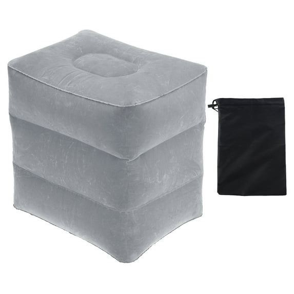 Uxcell Travel Foot Rest Pillow, Inflatable Foot Rest Mat Adjustable 3 Layers Height, Gray