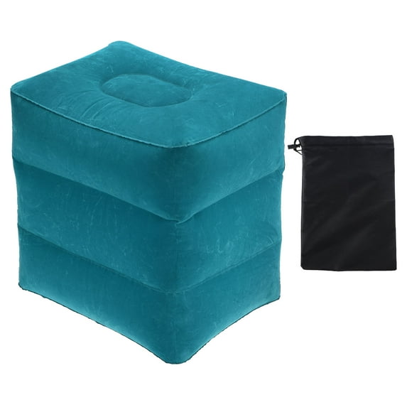 Uxcell Travel Foot Rest Pillow, Inflatable Foot Rest Mat Adjustable 3 Layers Height, Teal Blue