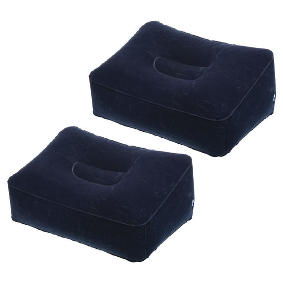 Uxcell Travel Foot Rest Pillow, Inflatable Foot Rest Mat Leg Rest Pillow for Airplane Travel Office, Dark Blue 2 Pack