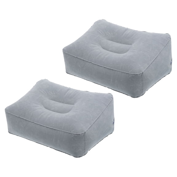 Uxcell Travel Foot Rest Pillow, Inflatable Foot Rest Mat Leg Rest Pillow for Airplane Travel Office, Gray 2 Pack