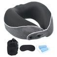 thumbnail image 1 of Uxcell Travel Pillow, Plane Sleeping Pillow with Earplugs Eye Masking for Train, Dark Gray, 1 of 6