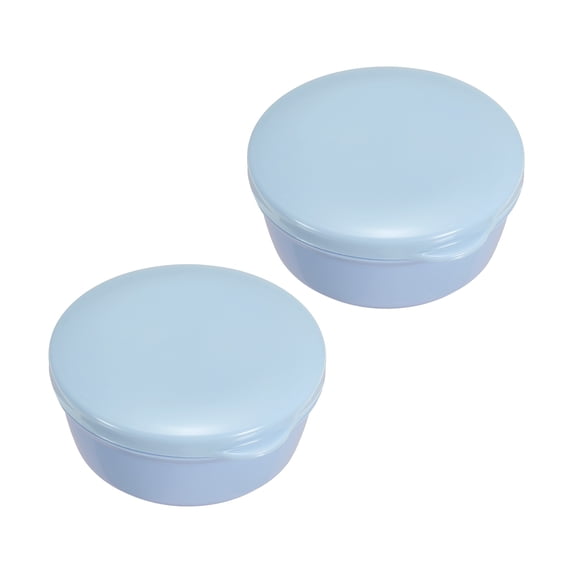 Uxcell Travel Soap Container 2 Pack Round Soap Holder Travel Case Box Blue