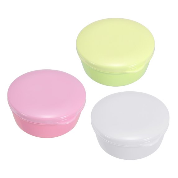 Uxcell Travel Soap Container, 3 Pack Round Soap Holder Case, Pink Green White
