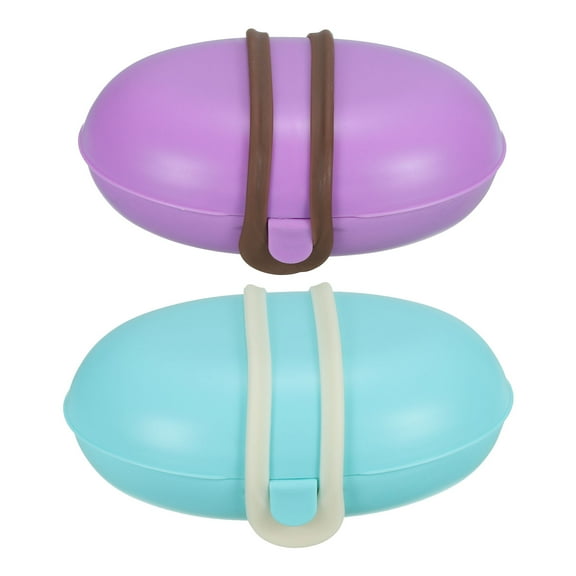 Uxcell Travel Soap Holder, 2 Pack Soap Bar Box Container with Band Light Blue Purple