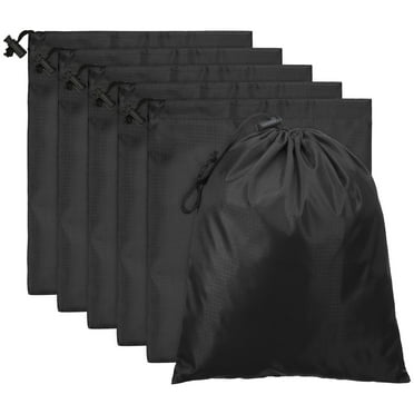 Uxcell Travel Storage Bags with Toggle Waterproof 210D Polyester Drawstring Bag Stuff Sack Cinch Bag Black 6 x 8 Inch