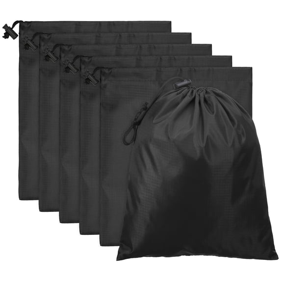 Uxcell Travel Storage Bags with Toggle Waterproof 210D Polyester Drawstring Bag Stuff Sack Cinch Bag Black 6 x 8 Inch