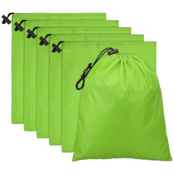 Uxcell Travel Storage Bags with Toggle Waterproof 210D Polyester Drawstring Bag Stuff Sack Cinch Bag Light Green 14 x 16 Inch