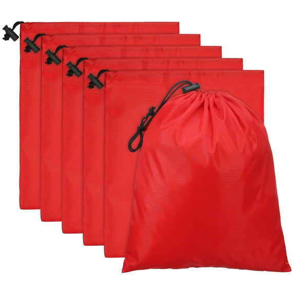 Uxcell Travel Storage Bags with Toggle Waterproof 210D Polyester Drawstring Bag Stuff Sack Cinch Bag Red 14 x 16 Inch