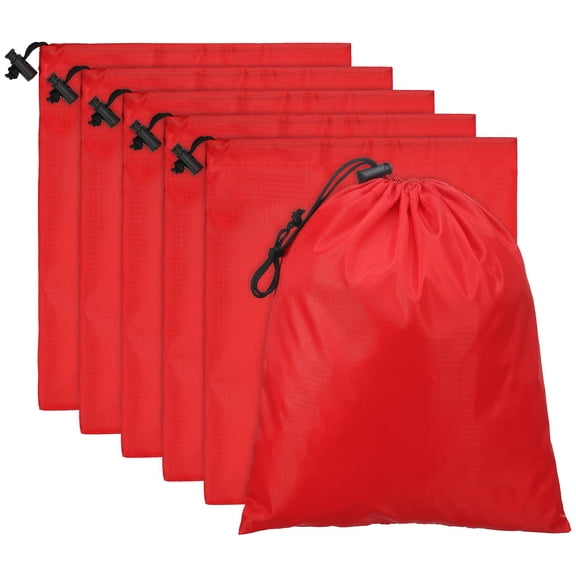 Uxcell Travel Storage Bags with Toggle Waterproof 210D Polyester Drawstring Bag Stuff Sack Cinch Bag Red 6 x 8 Inch