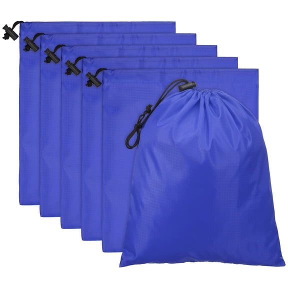 Uxcell Travel Storage Bags with Toggle Waterproof 210D Polyester Drawstring Bag Stuff Sack Cinch Bag Sapphire Blue 6 x 8 Inch