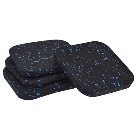 Uxcell Treadmill Mat-3.9"x3.9" Exercise Equipment Mat for Floor Protection Sound Reduction, Black Blue 4 Pack